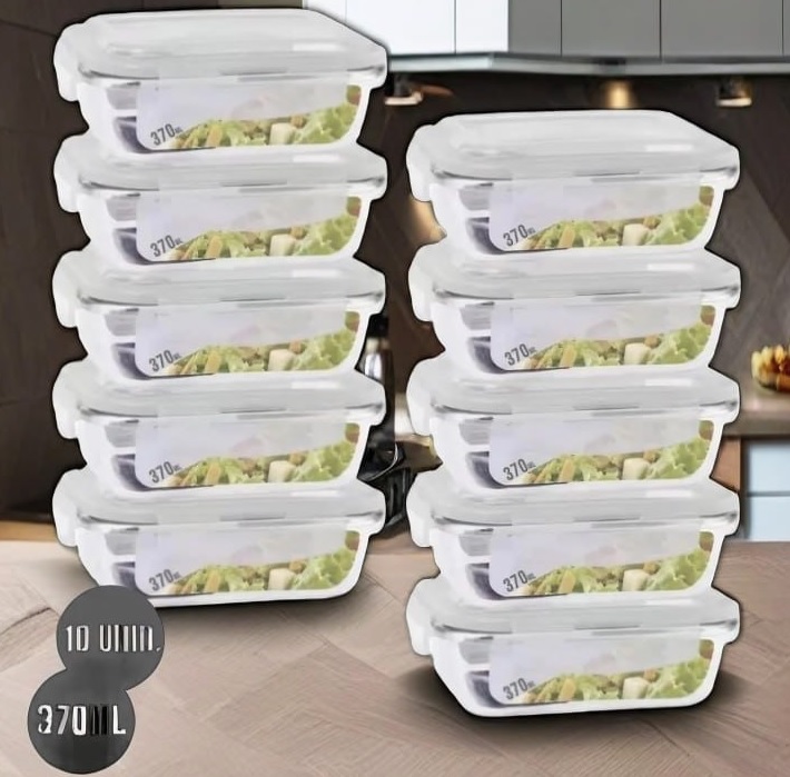 Conjunto Jogo 10 Potes 370ml Hermético Vidro Tampa 4 travas – Casa Linda