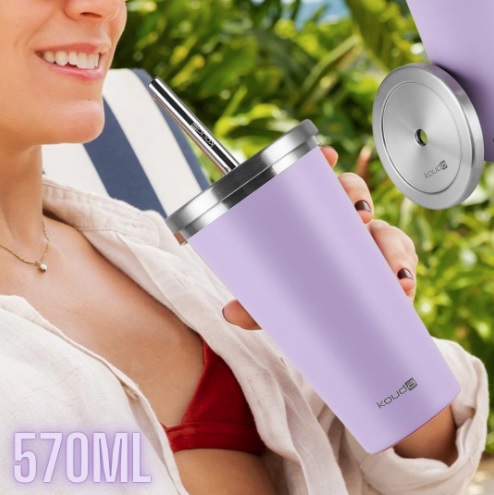 Copo Térmico com Canudo Kouda 570ml Lavanda – Beni