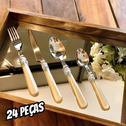 Faqueiro Perolado Bege 24 Peças- Casambiente