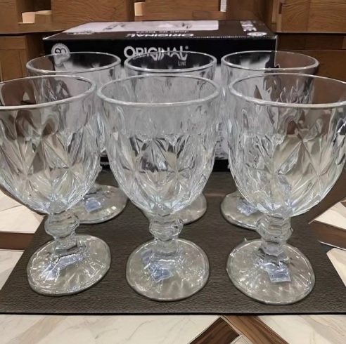 Jogo 6 Taças Vidro 260ml Diamond Transparente