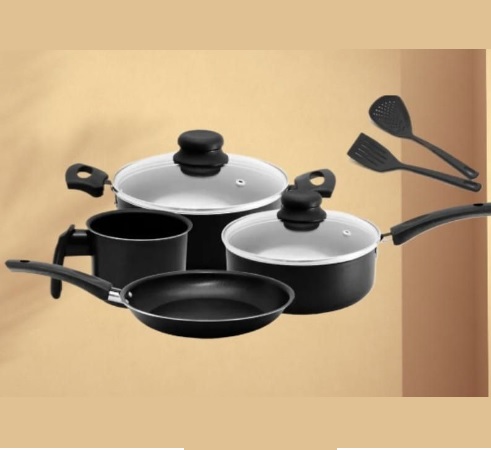 Jogo De Panelas Antiaderente Preto Arnix 6 Peças