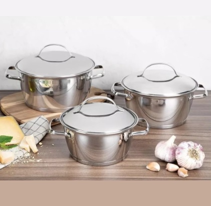 Jogo De Panelas Tramontina Aço Inox Allegra 3 Peças Indução