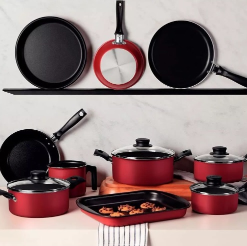 Jogo De Panelas Tramontina Antiaderente Turim 10pcs