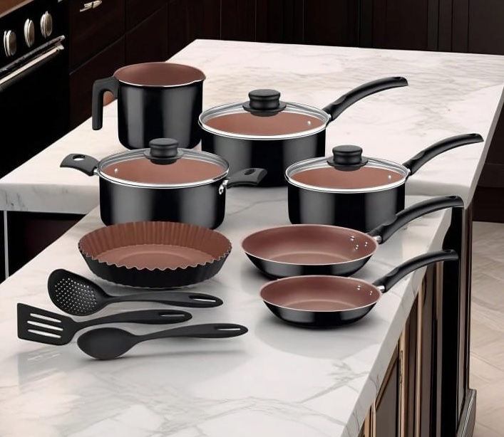 Jogo De Panelas Tramontina Turim Antiaderente Preto 10 Pçs