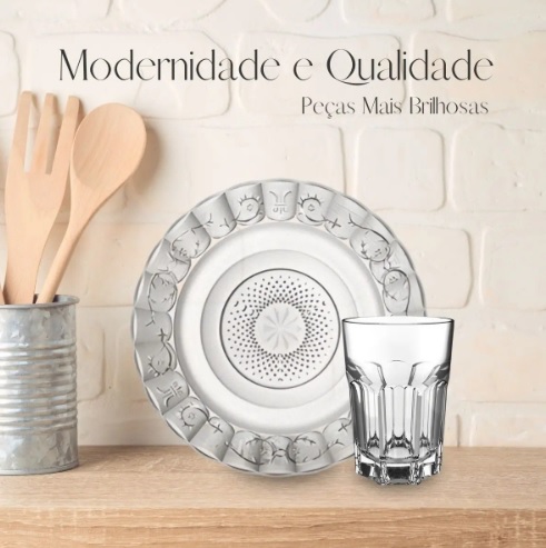 Jogo De Pratos Fundos Aparelho De Jantar Em Vidro 12 Peças – Suas compras shop