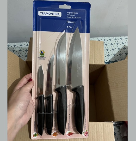 Jogo Facas Tramontina Kit Conjunto Faca Cozinha Churrasco 4p