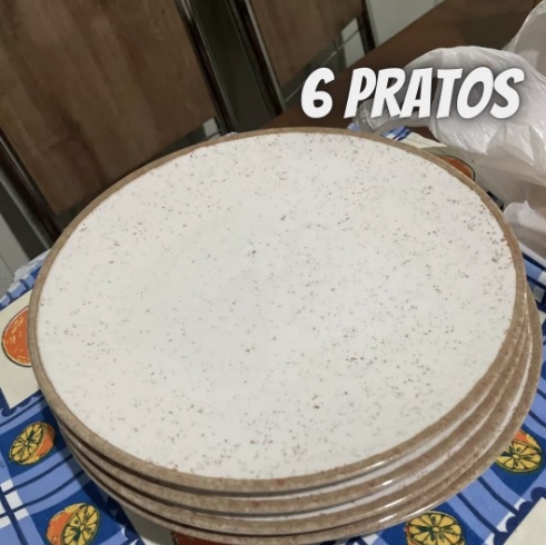 Jogo Pratos Rasos Tramontina Rústico Porcelana Decorada 6 Pç