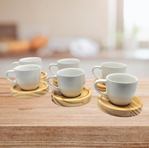 Jogo Xícaras Café Brancas Com Pires 12 Peças Porcelana 95ml