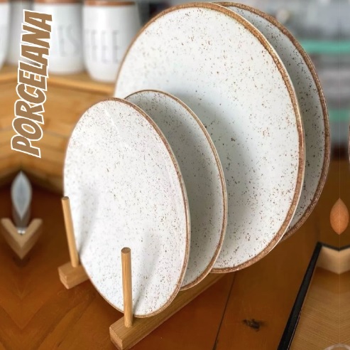 Jogo de Pratos Redondo de Porcelana Marrom – Tramontina Rústico 12 Peças