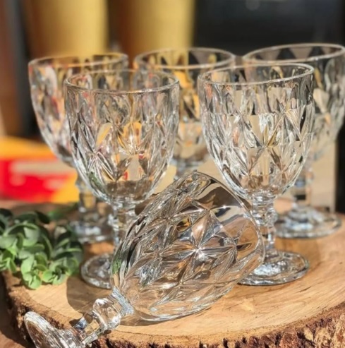 Kit 6 Taças de Vidro Diamante 330ml Class Home