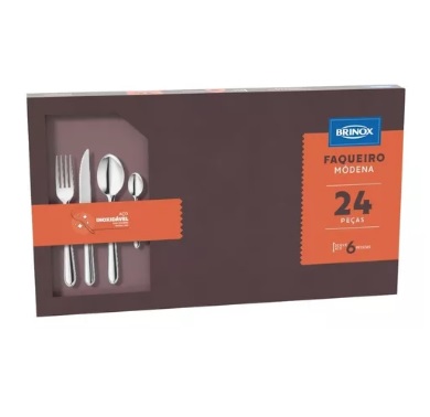 Kit Faqueiro Modena 24 Pcs Inox Jogo De Talheres Brinox