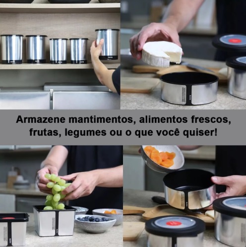 Kit Potes Alimentos Jogo Conjunto Mantimentos 10 uni cozinha