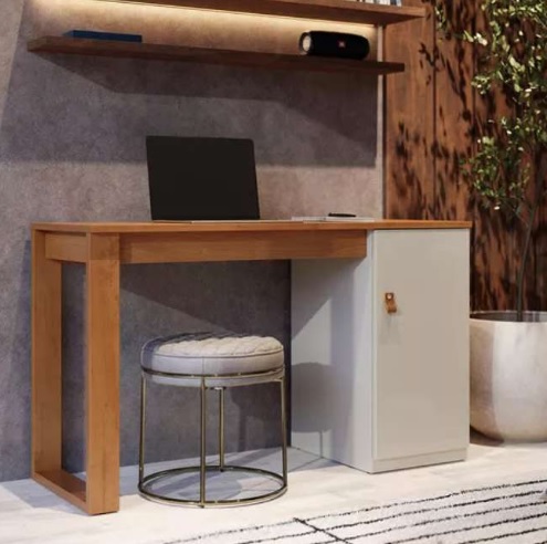 Mesa Escrivaninha Rofemar Moveis Industrial Paris para Trabalho Estudos Branco