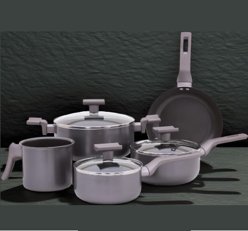 Mimo Style Conjunto 5 Panelas Sartin Cook Estrutura em Alumínio Revestida em Cerâmica