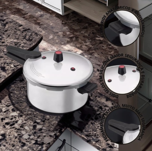 Panela de Pressão Fechamento Externo 10L Alumínio Nacional