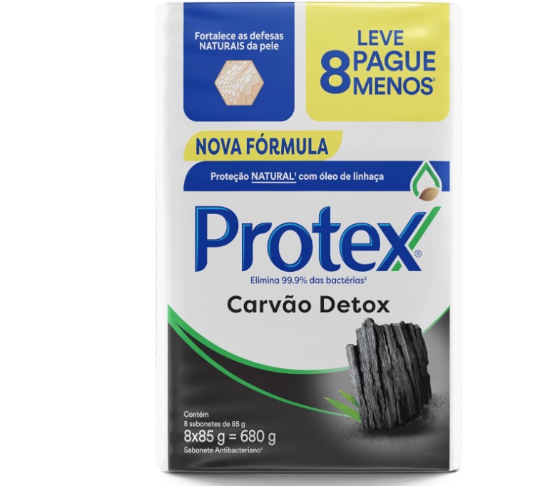 Sabonete em Barra Protex Carvão Detox 8 unid 85g Promo Leve Mais Pague Menos