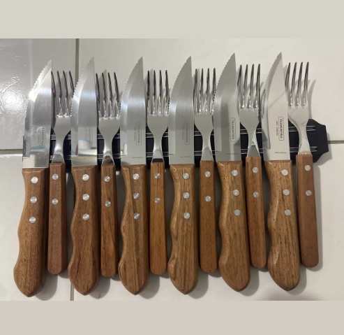 Tramontina Churrasco cor do punho marrom-claro 12 unidades 44.5cm