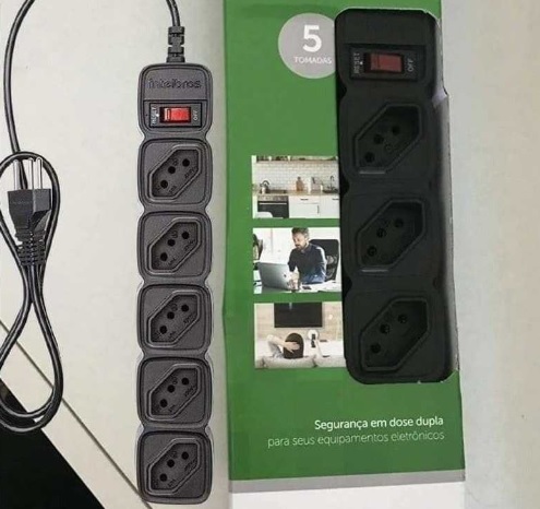 Protetor Eletrônico Filtro de Linha com 5 tomadas EPE 205 Preto Intelbras