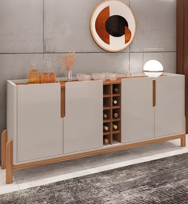 Aparador Buffet Sala Lizz 190cm com Pés de Madeira Maciça – Casa D