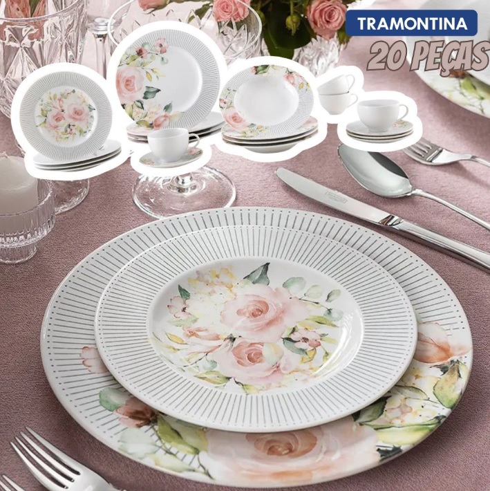 Aparelho De Jantar Tramontina Ornatta 20 Peças Branco