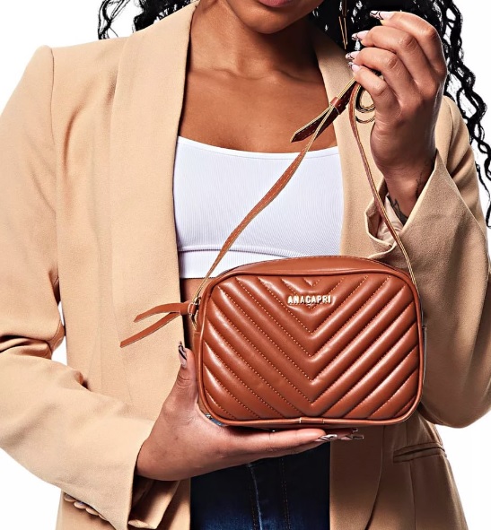 Bolsa Feminina Crossbody Zig Zag Média Marrom Anacapri