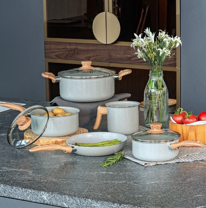 Brinox – Jogo de Panelas 5 Peças Ceramic Life Easy – Cinza