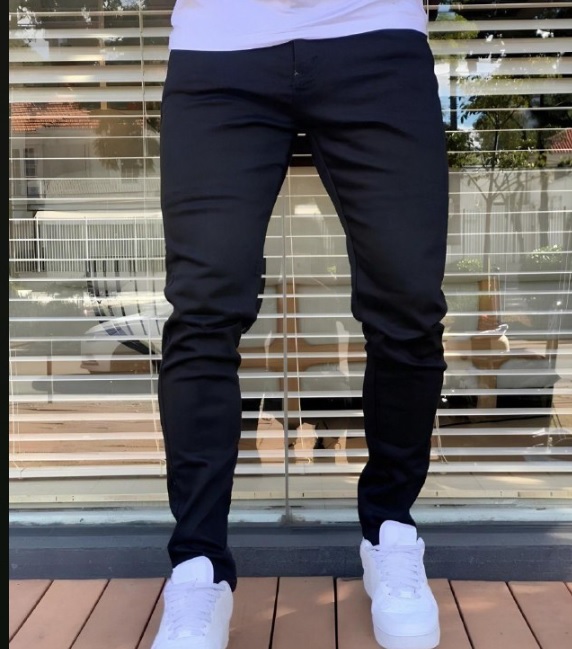 Calça Skinny Preta Masculina Jeans Com Elastano Lycra 2023
