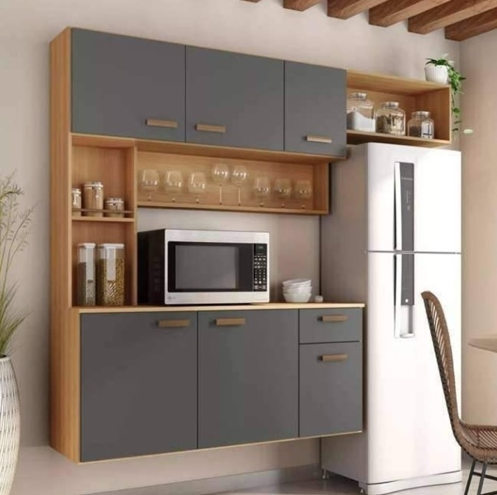 Cozinha Moderna Suspensa 6 Portas 1 Gaveta Manu Compacta Aereo Completo Luxo