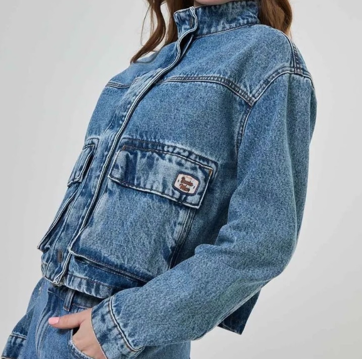 Jaqueta Jeans Bolsos Cargo