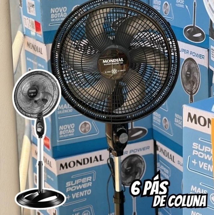 Mondial, Vsp-40c-nb, Ventilador Coluna 40cm Super Power, Preto/prata, 140w, 127v