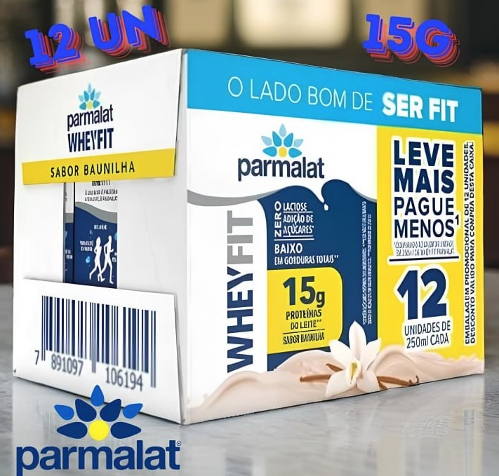 Parmalat WheyFit Baunilha 15g de Proteína 250 Ml – Pack 12 Unidades
