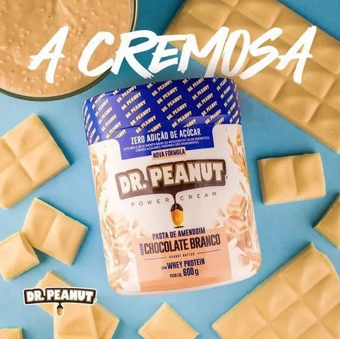Suplemento em pasta Dr. Peanut Pasta de amendoim sódio Sabor chocolate branco em pote de 600g