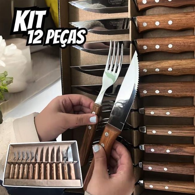 Tramontina Churrasco cor do punho marrom-claro 12 unidades 44.5cm