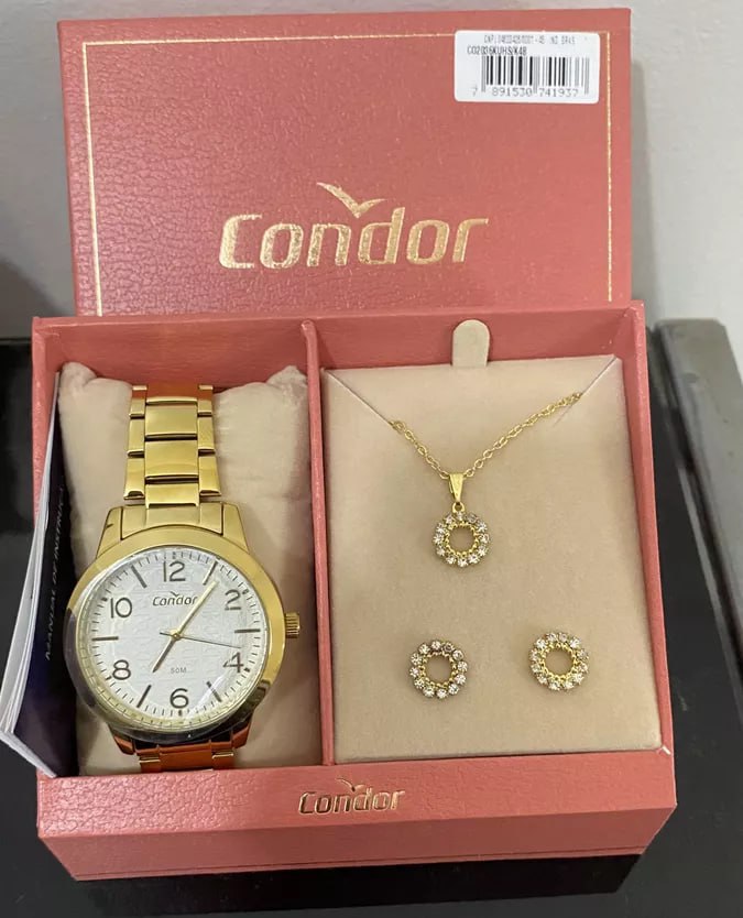 Kit Relógio Feminino Analógico CO2036KUHS/K4B Dia A Dia Dourado Condor