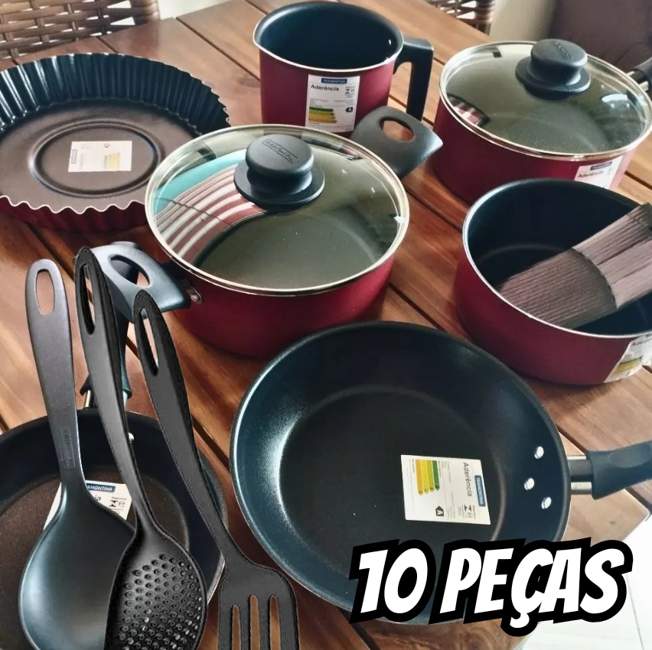 Jogo De Panelas Tramontina Antiaderente Turim 10 Pç Vermelho 27899287