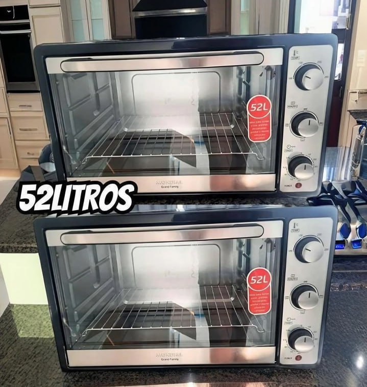 Forno Elétrico de Bancada Mondial com Timer – 52L Preto e Prata Grand Family II FR-52