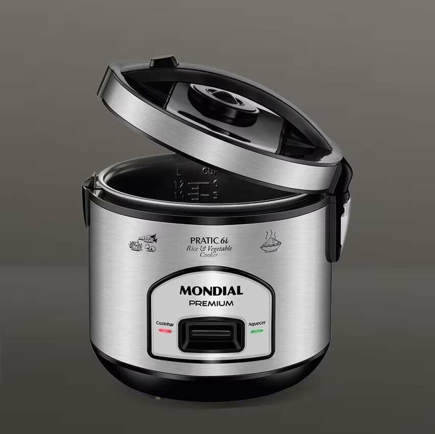 Panela Elétrica de Arroz, Mondial, Preto/Inox, 500W, 220V – PE-43-6X
