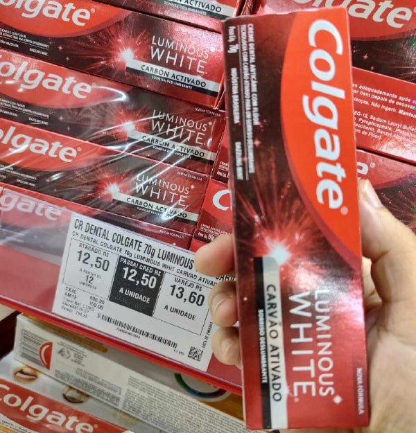 Creme Dental Colgate Luminous White Carvão Ativado 70g 4 un