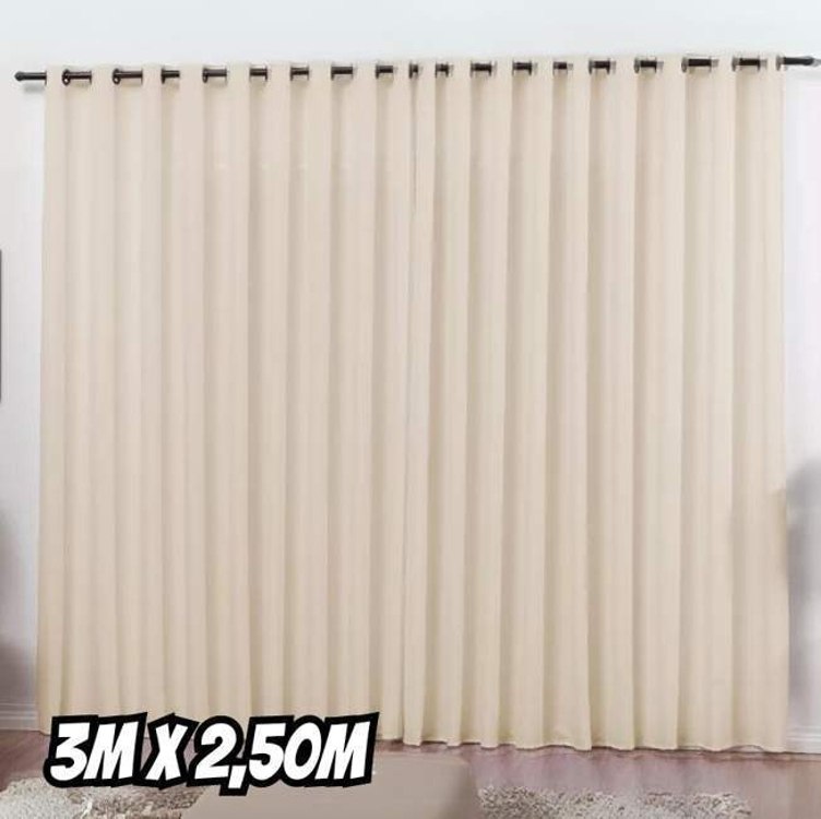 Cortina Tecido Oxford Grosso 3 Metros X 2,50 Largura Quarto Cor Palha