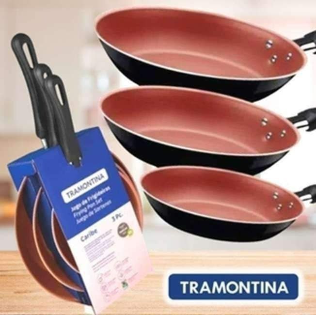 Tramontina JOGO DE FRIGIDEIRAS 3PCS CARIBE VERMELHO