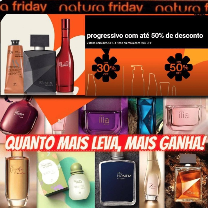 NATURA FRIDAY – 50% OFF no desconto Progressivo comprando 4 ou mais produtos da lista