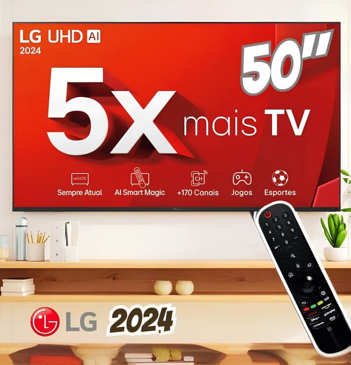 Smart TV 4K 50″ LG UHD 50UT8050 Processador α5 Ger7 webOS 24 Bivolt Controle Smart Magic