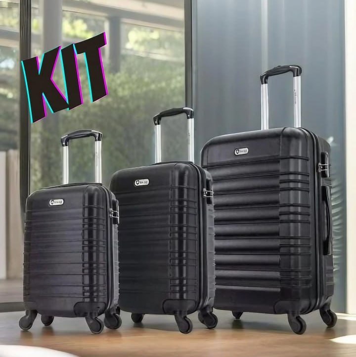 Conjunto De Malas Viagem Pp, P E M Detroit Swiss Move Preta