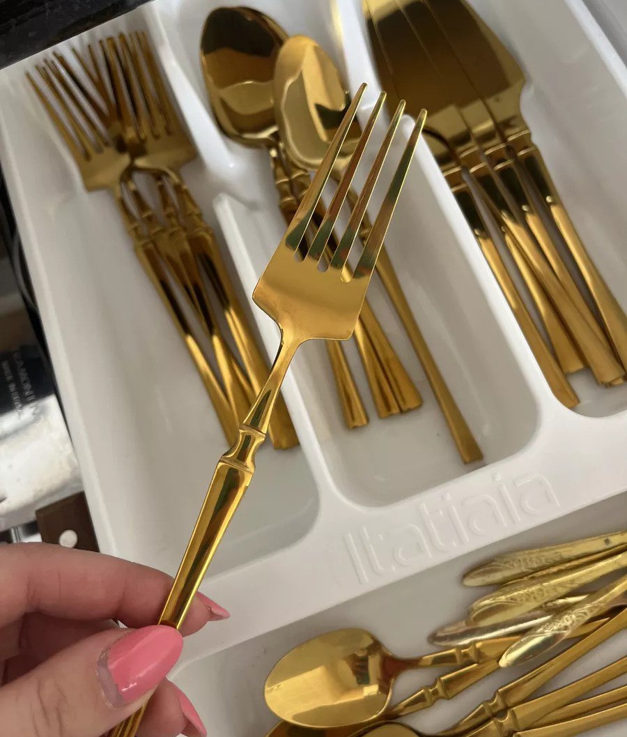 Modus Conjunto Jogo De Talheres 24 Peças Aço Inox Ouro