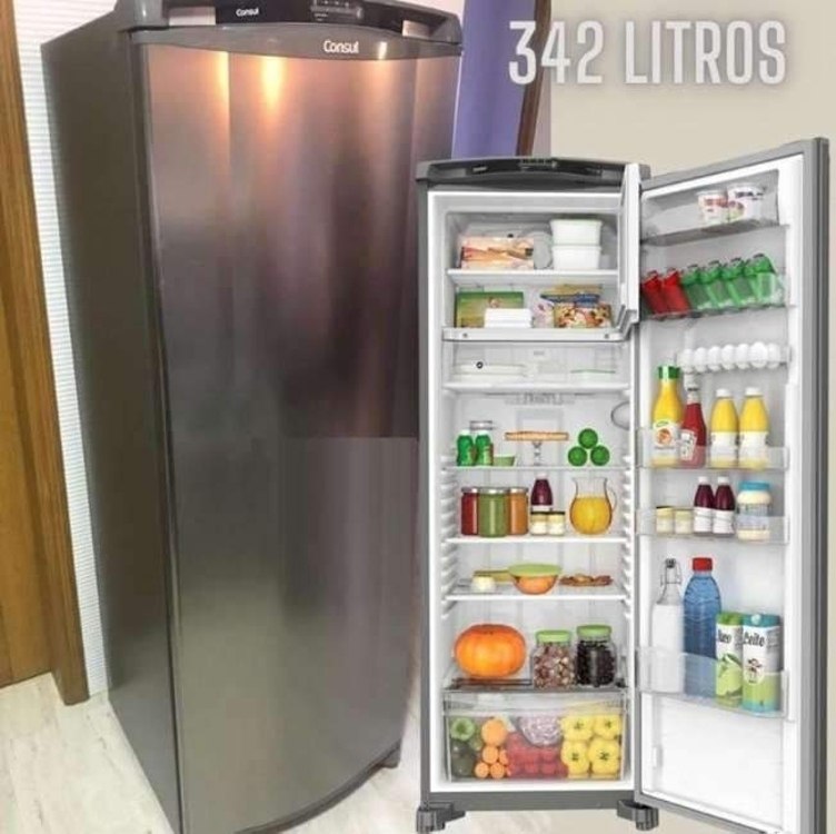 Geladeira Consul Frost Free 342 Litros Cor Inox Com Gavetão
