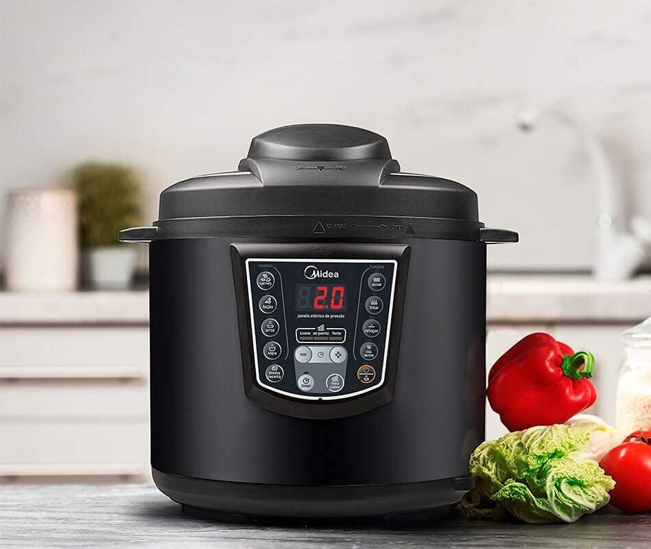 Panela de Pressão Elétrica 6L Digital, 110V, Preto, Midea