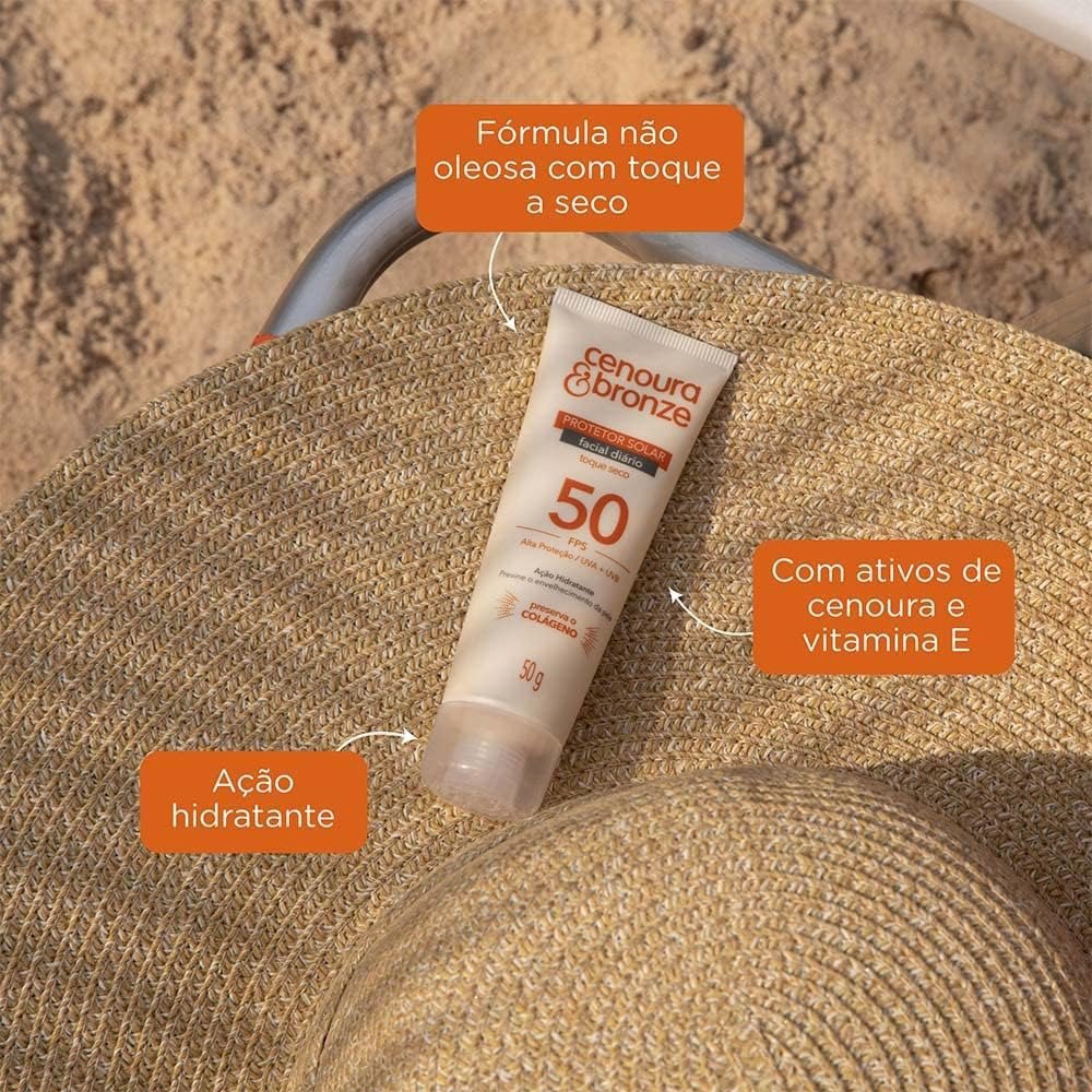 Protetor Solar Facial Cenoura e Bronze Fps50 50G, Cenoura e Bronze