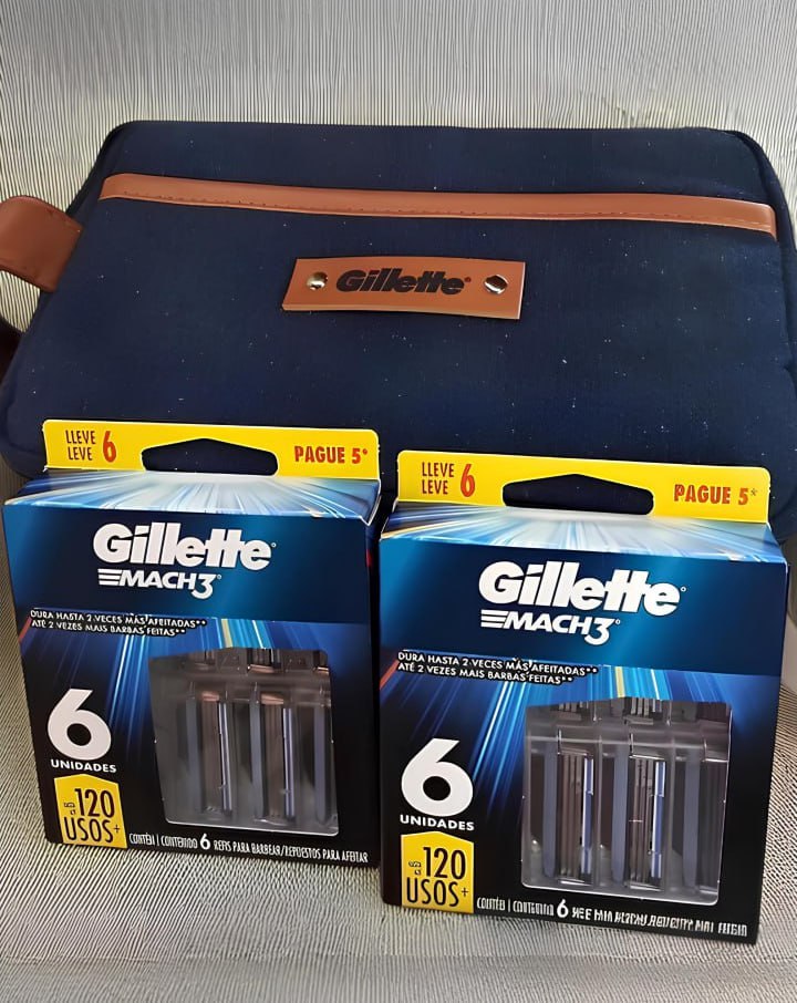 Gillette 1 Kit Mach3, Carga para Aparelho 12 Uds + 1 Nécessaire