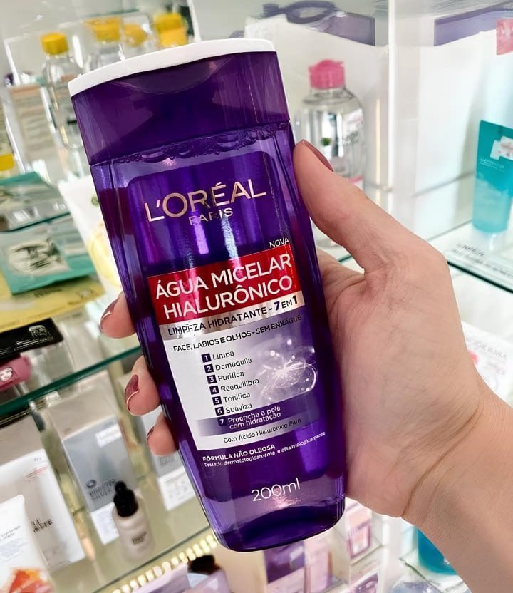 L’Oréal Paris Água Micelar com Ácido Hialurônico Puro, Limpeza Hidratante 7 em 1, 200ml