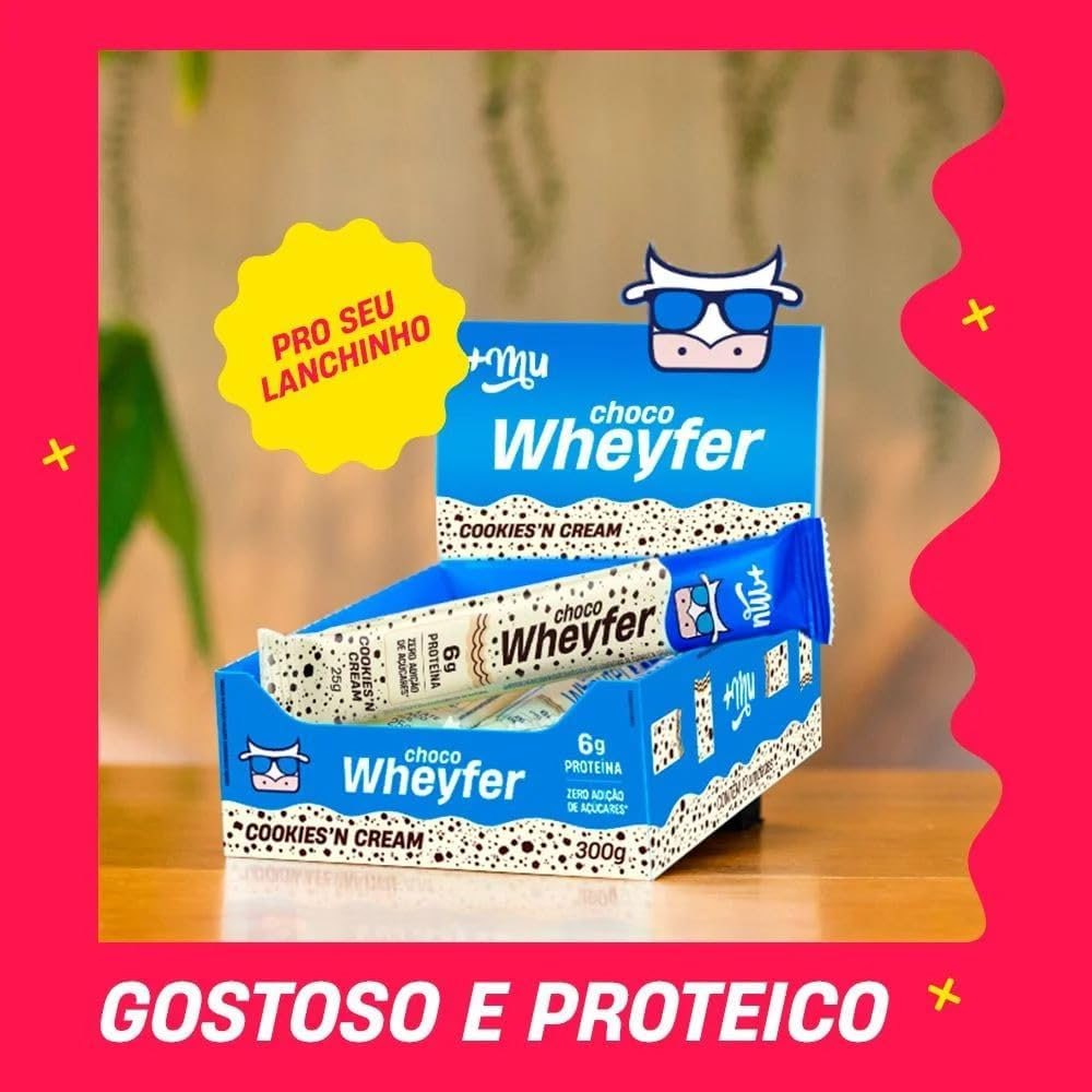 +Mu Chocowheyfer Proteico Sabor Cookies – Display com 12 unidades – 300g